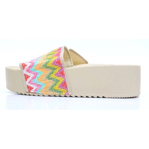 Dirty Laundry Women's 8.5 Colorful Chevron Slide Footbed Platform Sandals NEW - Picture 6 of 9